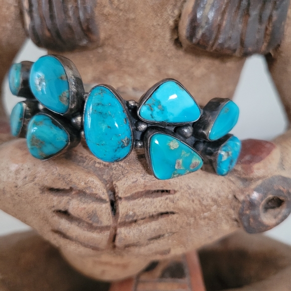 Turquoise Cuff Bracelet by Bobby Johnson - Picture 8 of 11